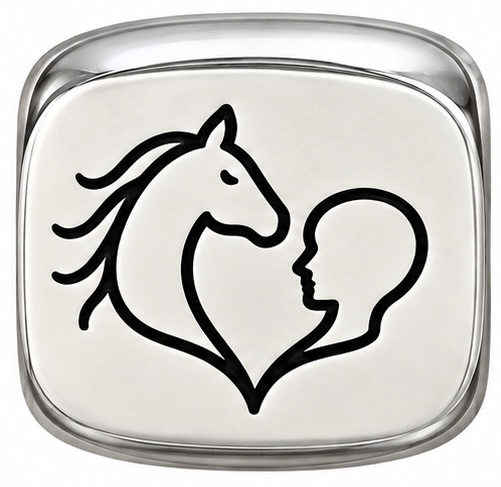 Therapy Horses charm: A horse curled around a heart