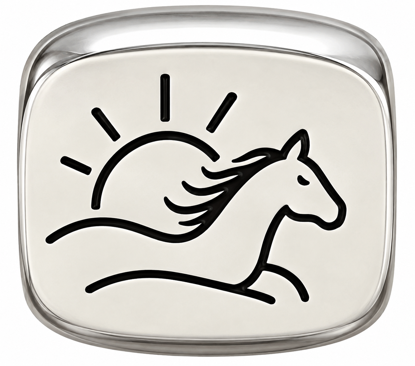 Rescue Horses charm: A horse stepping toward the sunrise