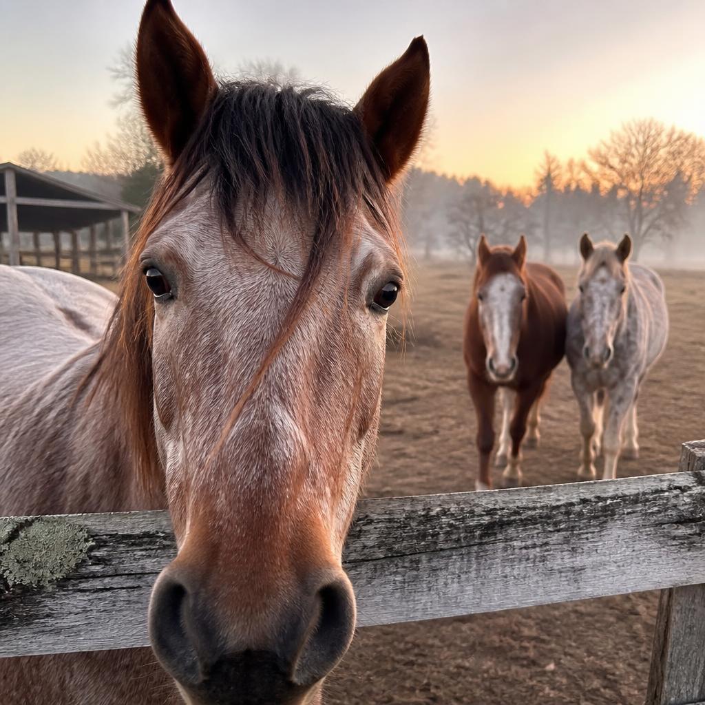 Poppy, 12-year-old red roan mare
